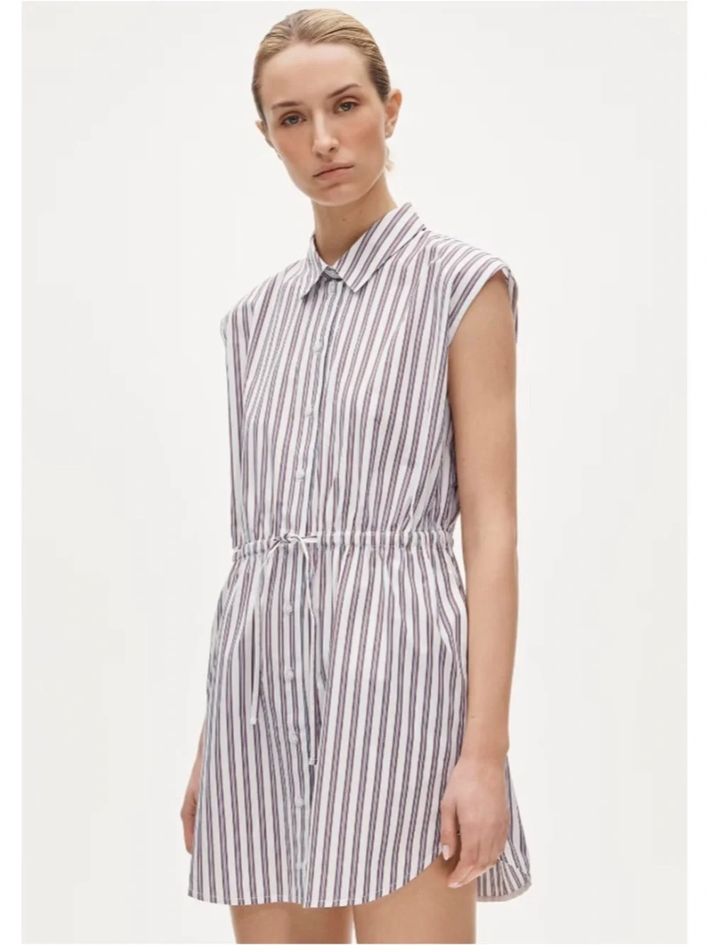 NWT J. Crew Mini Cap-sleeve Shirt-dress Striped Cotton Poplin Crushed Crimson